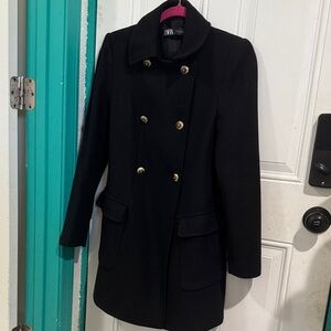 Women's Elegant Black Pea Coat